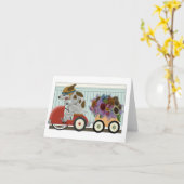 花配達カートのブランクのnotecardを運転している犬 カード (黄色い花)