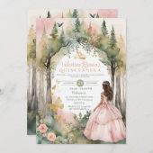 花金ゴールドピンクピーチキンセニェラ15アノス 招待状 (正面/裏面)