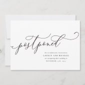 花開いたスクリプトの延期された日付の変更 案内状 (正面)