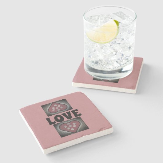 花開いたハート ストーンコースター (横)