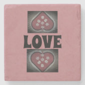 花開いたハート ストーンコースター (正面)