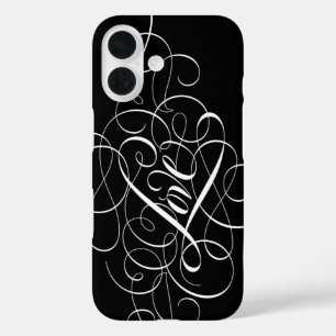 花開いたラブライクレタリングシークレットハート iPhone 16ケース