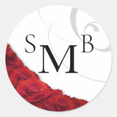 花開いたレッドローズ結婚ズ ラウンドシール (正面)