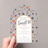 花開いたsweet sixteen招待は透明 アクリル招待状 (インサイチュ (ポータブル))