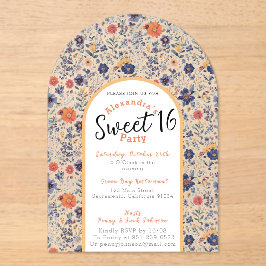 花開いたsweet sixteen招待は透明 アクリル招待状