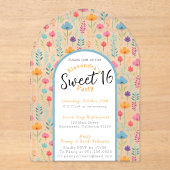 花開いたsweet sixteen招待は透明 アクリル招待状 (正面)