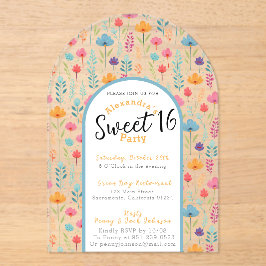 花開いたsweet sixteen招待は透明 アクリル招待状