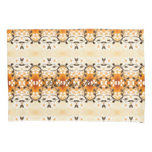 花開き枕ケース付文字 枕カバー (正面)