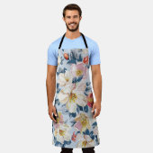 花開くリンゴの実を持つ継ぎ目のない優雅な模様 エプロン (着用した状態)