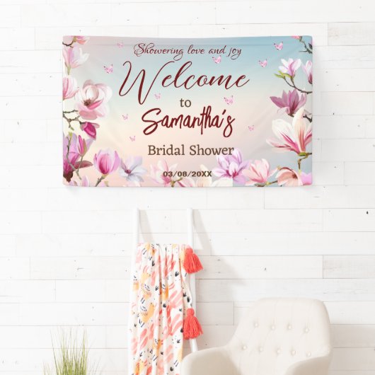 花開くロマンス – ブライダルシャワーへようこそ 横断幕 (インサイチュ)