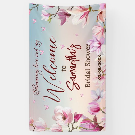 花開くロマンス – ブライダルシャワーへようこそ 横断幕 (縦)