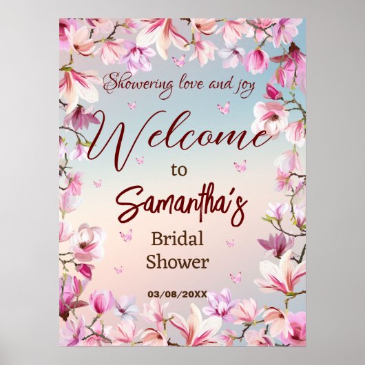 花開くロマンス – ブライダルシャワーウェルカムポスター ポスター (正面)