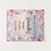 花開くロマンス – ブライダルシャワー背景 タペストリー (正面(横))