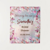 花開くロマンス – ブライダルシャワー背景 タペストリー (正面)