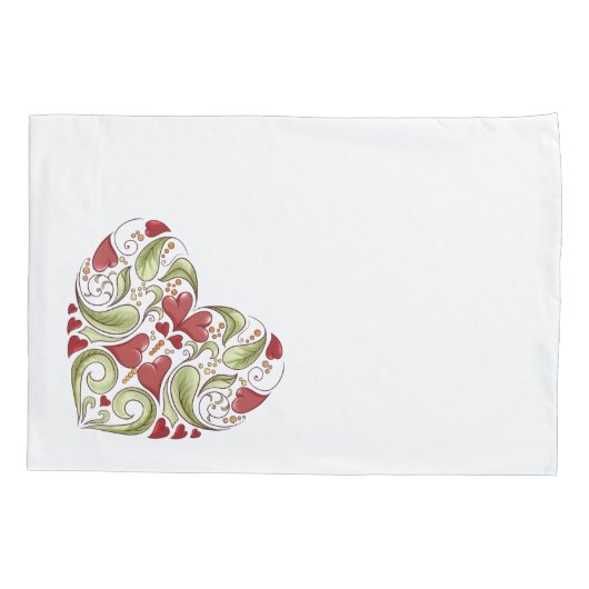 花開パーソナライズされたハート枕ケース 枕カバー (裏面-左)