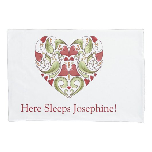 花開パーソナライズされたハート枕ケース 枕カバー (正面左)