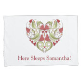 花開パーソナライズされたハート枕ケース 枕カバー (正面右)