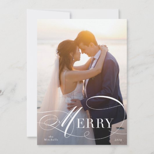 花開フォーマルいたスクリプト休日のフォトカード シーズンカード (正面)