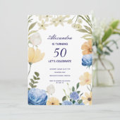 花開花あじさいカラフル50歳 招待状 (スタンド正面)