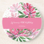 花開花オリジナルアートウォーターカラーモノグラムの コースター (正面)