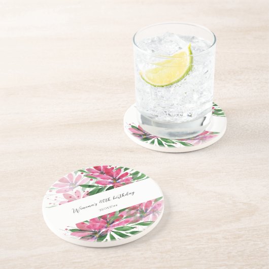 花開花オリジナルアートウォーターカラーモノグラムの コースター (側面)