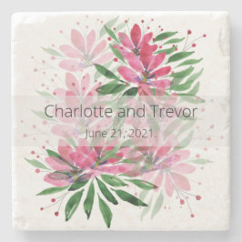 花開花オリジナルアートワークウォーターカラー ストーンコースター