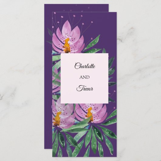 花開花バイオレットオリジナルアートワークウォーター色 カード (正面/裏面)