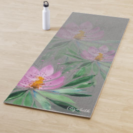 花開花バイオレットモノグラムの色 ヨガマット