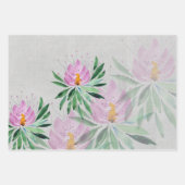 花開花バイオレットモノグラムの色 ラッピングペーパーシート (正面2)