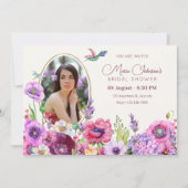 花開花写真ブライダルシャワー 招待状 (正面)