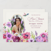 花開花写真ブライダルシャワー 招待状 (正面/裏面)