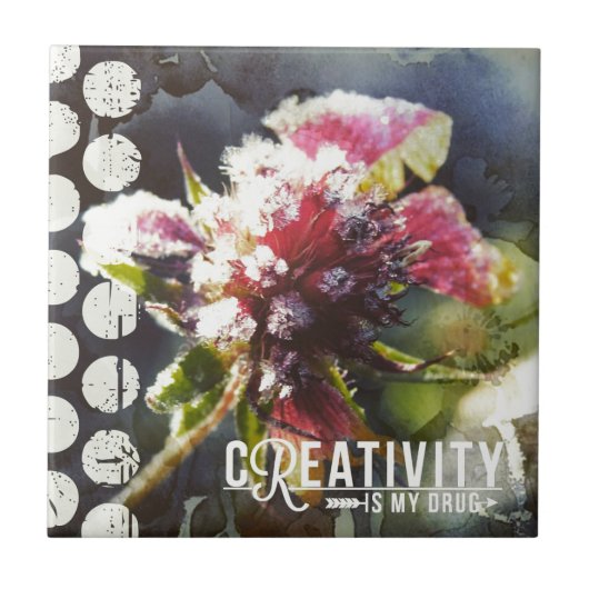 花霜の降りたの創造性は私の薬である タイル (正面)