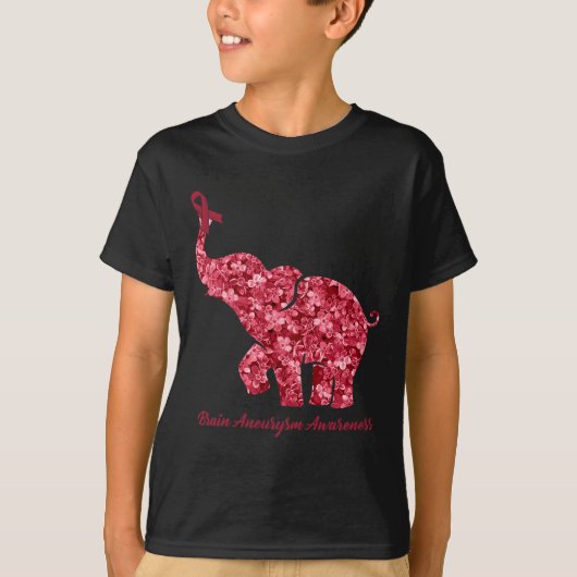花頭動脈瘤認識度リブ付き象 Tシャツ (正面)