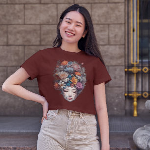 花頭Tシャツ付き女の子 Tシャツ