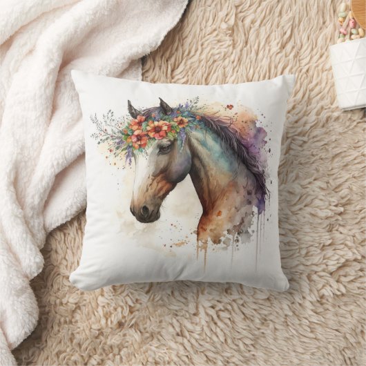 花顔付き馬リース クッション (ブランケット)