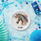 花顔付き馬リース ペーパープレート (パーティー)