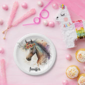 花顔付き馬リース ペーパープレート (パーティー)