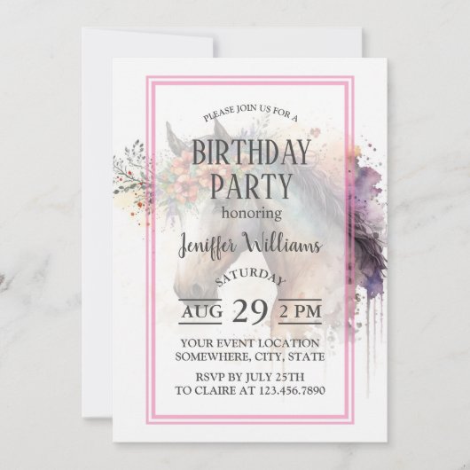 花顔付き馬リース 招待状 (正面)