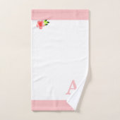 花風呂タオルセット付き可愛いピンクのモノグラム バスタオルセット (ハンドタオル)