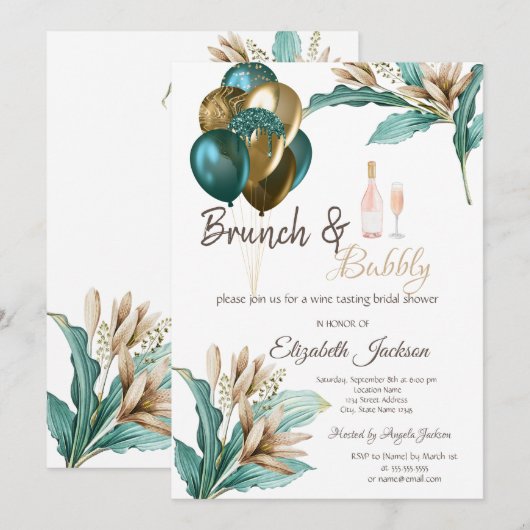 花風船 ブランシュ & バブル ブライズシャワー 招待状 (正面/裏面)