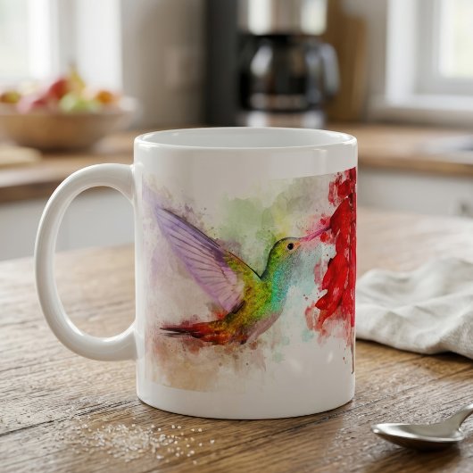 花飛んでいる付きハミングバード水彩 – 03 コーヒーマグカップ