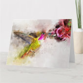 花飛んでいる付きハミングバード水彩 – 04 サンキューカード (正面)