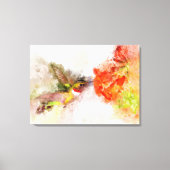 花飛んでいる付きハミングバード水彩 – 05 キャンバスプリント (正面)