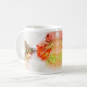 花飛んでいる付きハミングバード水彩 – 05 コーヒーマグカップ (正面左)
