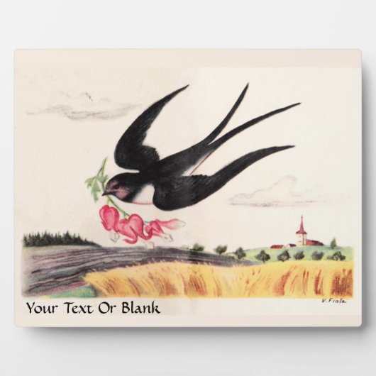 花飛んでいる付き鳥 フォトプラーク (正面)