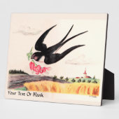 花飛んでいる付き鳥 フォトプラーク (側面)