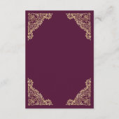 花飾りの豪華な梅と金のイスラム教ムスリムメヘンディ エンクロージャーカード (裏面)