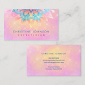 花飾りパステルピンク背景 名刺 (正面/裏面)