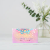 花飾りパステルピンク背景 名刺 (スタンド正面)