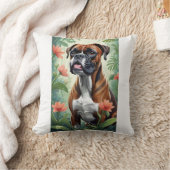 花飾り枕付きボクサー犬 クッション (ブランケット)